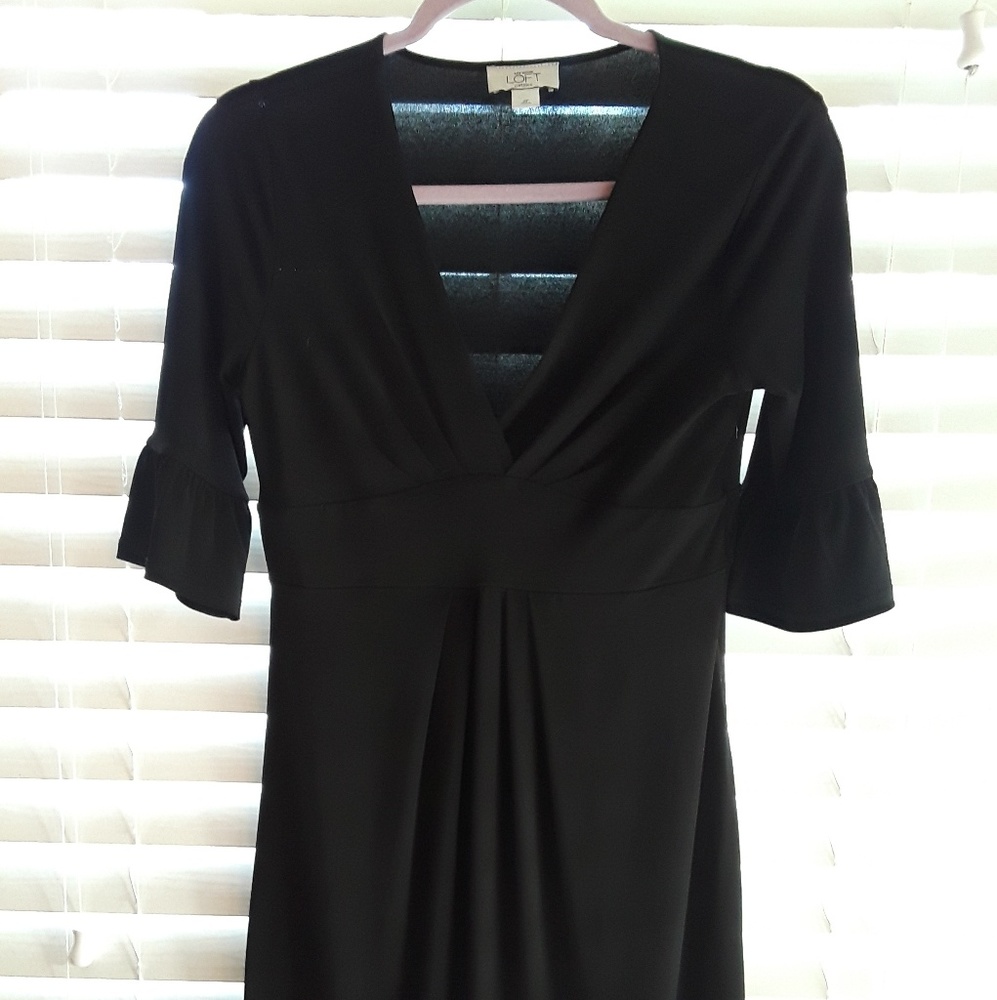 Ann Taylor Loft Black Faux Wrap Dress Petite